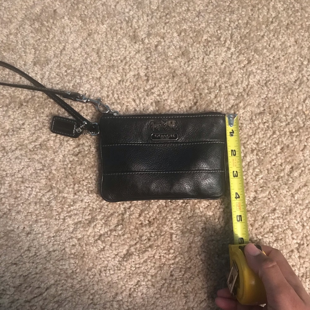 Leather Wristlet Coach Emblem Coin Purse